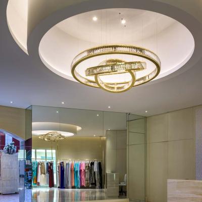 China Modern New Product Indoor Decoration Villa Shop Hotel Restaurant Luxury LED Ring Crystal Chandelier Lamp for sale