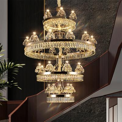 China Modern Modern Design Indoor Decoration Hotel Church Hall Gold Led Crystal Luxury Pendant Light for sale