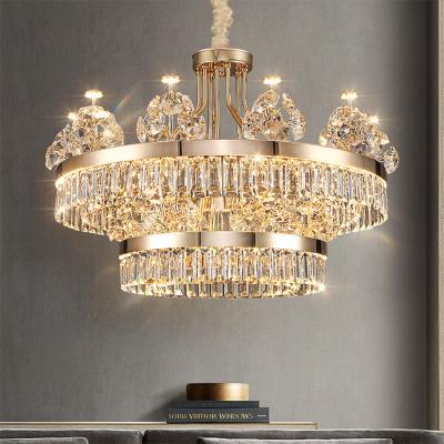 China Modern New Design Indoor Decoration Hotel Living Room Dining Room Gold Led Crystal Luxury Chandelier for sale