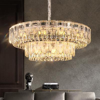 China Modern Luxury Style Indoor Decoration Dining Room Living Room Gold Led Crystal Chandelier Pendant Light for sale