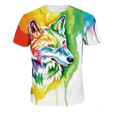 China 2022 New Breathable Custom Sports Cat Short Sleeves Cool Summer Fashion Animal Trend Printing 3D Short Sleeves for sale