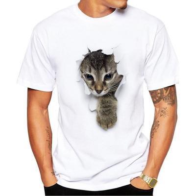 China 2022 New Breathable Custom Sports Cat Short Sleeves Cool Summer Fashion Animal Trend Printing 3D Short Sleeves for sale