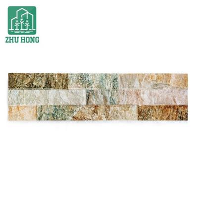 China Rustic Wear Resistant Natural Green Stone Tiles Dining Room Interior Decor Room Wall Tiles Moisture Proof Design for sale