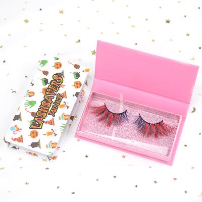 China super slim & Wholesale Luxury Soft Tape 25mm Lashes Colored Mink Lashes With Fake Lashes Glue And Christmas Box for sale