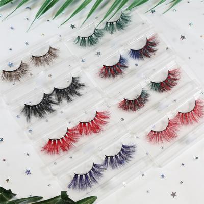 China super slim & Wholesale custom private label soft strip 3d mink eyelashes many styles different mink lashes 25mm colorful individual 3d eyelash for sale