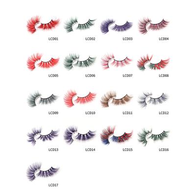 China super slim & New premium soft strip 3d mink eyelash supplier, hand made 3d mink lashes 25mm colorful eyelashes with customer logo for sale