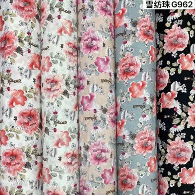 China New Arrival Good Quality Anti-Static No MOQ Digital Printing 75 D Floral Chiffon Georgette Fabric For Woman Pure Silk Dress for sale