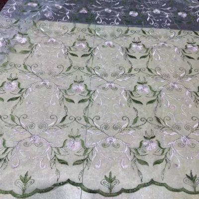 China Wholesale Quality Action Items 3D White Fabric Luxury Embroidery Heat-insulation Good Pearl Sequins Star Lace Mesh Tulle Material for sale