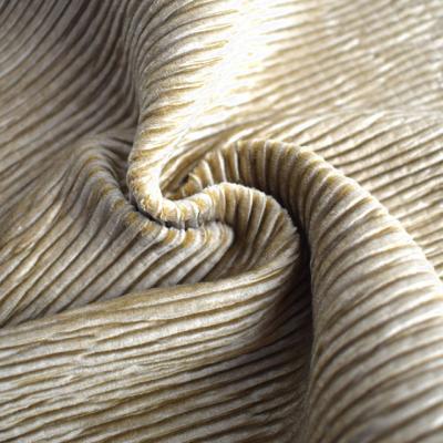 China Memory 100% Polyester Knitted Stretch Pleated Crepe Velvet Fabric For Haute Couture Clothing Fabric for sale