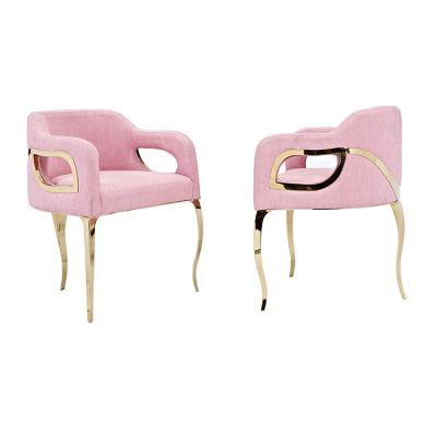 China Velvet Upholstered Velvet Chair Pink Restaurant Dining Room Furniture Chairs for sale