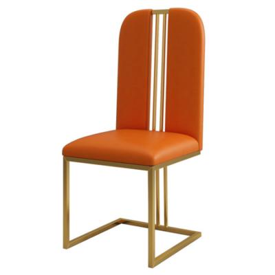 China Luxury Modern Golden Cooling Stainless Leather Dining Chairs for sale