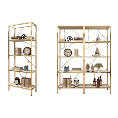 China American light luxury multi-functional modern minimalist shelf storage gold shelf storage rack stainless steel shelf for sale