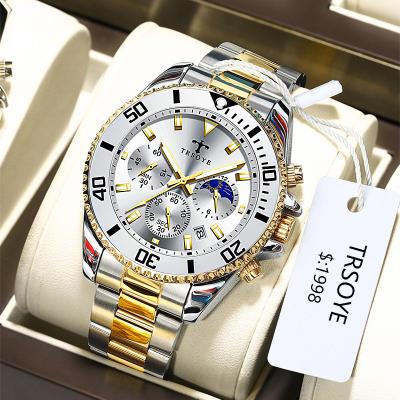 China Luxury wristwatches automatic date chronograph new waterproof stainless steel quartz classic watch for men relgios watch homme TRS688 for sale