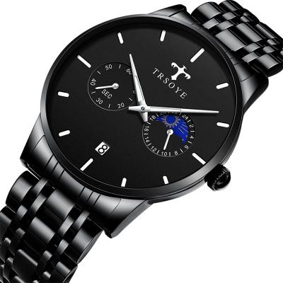 China Automatic Black Dial Calendar Quartz Watch TRS658 Waterproof Fashion Your Own Date OEM Luxury Men's Watch Custom Made Original Design for sale