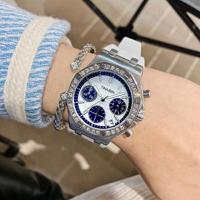 China Luxury 2022 Designer Women's Wrist Watches 30M Waterproof Chronograph OEM Silicone Quartz Watches For Ladies TIN668 for sale