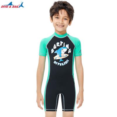 China Other Kids Swimwear One Piece Swimwear Short Sleeve Swimsuit For Kids Black for sale