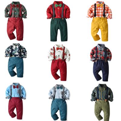 China Spring Boys' Clothing 100% Cotton Children's Clothing and Sundress Fits Medium and Small Children's Shirt Suspenders Pants for sale