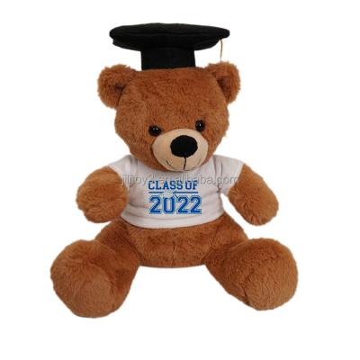 China Custom Colored Fasion 2022 Style Graduation Teddy Bears Class Of Stuffed Animal Plush Toys Graduation Bears With Sublimation Shirt for sale