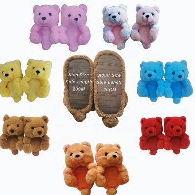 China Wholesale Children's Teddy Bears Slippers Outdoor New Designs Fashion Kids Teddy Bear Slippers for sale