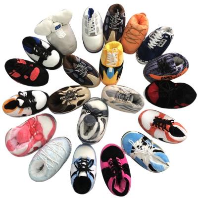 China Cushioning New Arrival SoleSlip plush aj sneaker yeezy slippers one size fits all sneaker plush slippers for sale