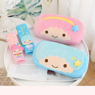 China Anti-Pull Kawaii Stars Twin Plush Car Neck Pillow Lala Small and Kiki Plush Car Headrest Pillow for sale