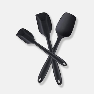 China Sustainable Hot Selling One Piece Cake Cream Scraper Food Grade Silicone Scraper Set Of Three Pieces Baking Stirring Spatula Set for sale