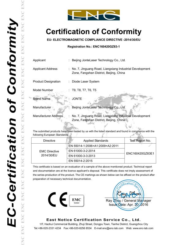 CE - Beijing Jontelaser Technology Co., Ltd.