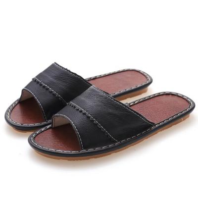 China Luxury Men Antiskid Genuine Leather Gear Outdoor And Indoor Breathable Summer Waterproof Slippers2022 for sale