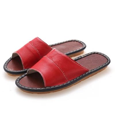 China Women Leather Slippers And Sandals Summer Quality Breathable Waterproof Antiskid Ladies Leather Flat for sale