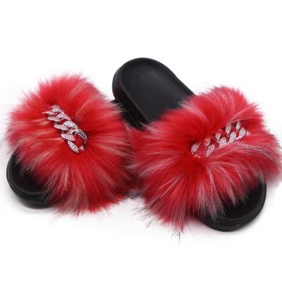 China Women's Breathable Fashion Trend Indoor And Outdoor Sandals Fur Slides Summer Fur Fluffy Slippers for sale