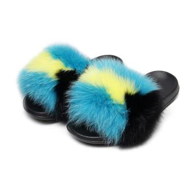 China Fashion trend Fox fur slipper female summer outside the home wear slippers fashionable hair slipper Korean version for sale