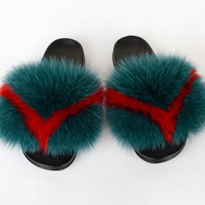 China Fashion Trend New Genuine Fox Fur Sandal Women Raccoon Dog Hair Flip Flops Fur Border Sandals for sale