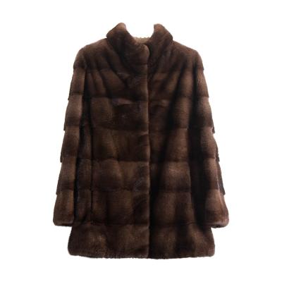 China 2021 New Design Breathable Fur Coat Brown Fur Jackets And Coat Fur Collar For Women for sale