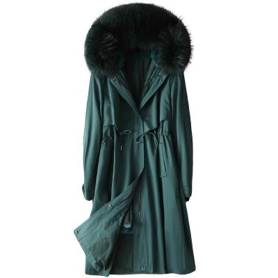 China Autumn winter women's parkas raccoon fur coat breathable winter coats for woman with rabbit fur lining for sale