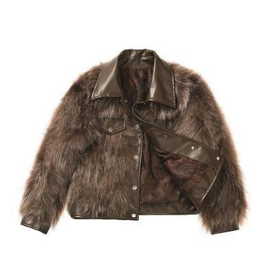 China Motorcycle Jacket Brown Fur Coat Womens Sale Ladies Breathable Coats And Fur Raccoon Fur for sale