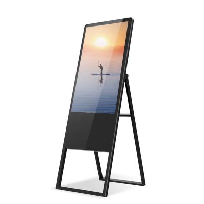 China Indoor 55 Inch Indoor Free Standing Advertising Players Touch Screen Portable Digital Poster Digital Signage for sale