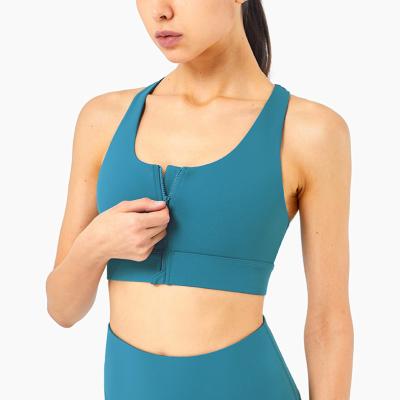 China Breathable High Quality High Quality Runner Sports Zipper Workout Yoga Back Bra Top For Women for sale