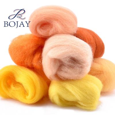 China Anti-pilling Bojay 20 Colors Wholesale And Retail Super Soft DIY 21 Micron Merino Wool Fiber Set For Needle Felting Hand Spinning for sale