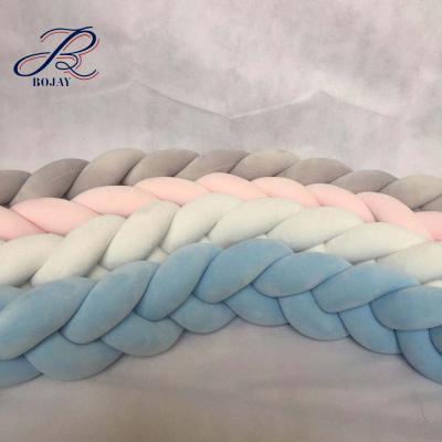 China Newcomer Bojay Cot Bedding Crib Braid Pillow Bumper Protector Wholesale Anti-Decubitus Plush Baby Crib Infant Crib Bumper for sale