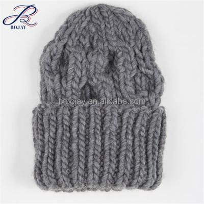 China China COMMON Supplier Chunky Bulky Merino Wool Hand Knitted Merino Wool Beanie Hat for sale