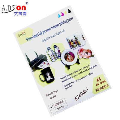 China Amazon Best Selling Design Transfer Printing Design Best Quality Base Transfer Printing Paper White Or Clear Water Transfer Inkjet Printing Water Hot for sale