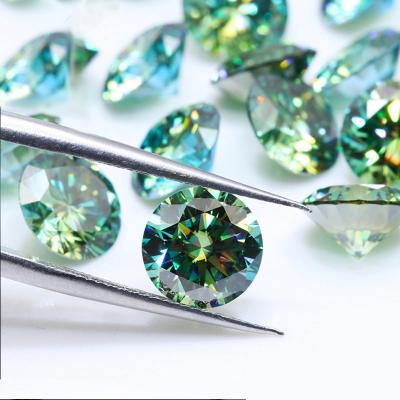 China Loose Round Moissanite Sic Wholesale Price Per Carat Synthetic Round Green Moissanite for sale