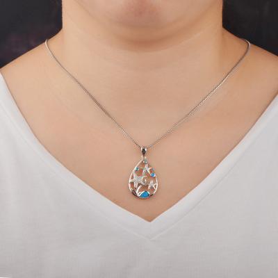 China Simple Vintage Necklace Gift For Girlfriend And Clavicle Spring Chain Blue Starfish Sanbao Aobao Trendy Pendant Necklace for sale