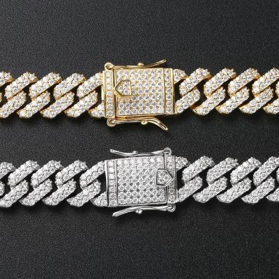 China New Vintage Hip Hop Jewelry Diamond Cuban Necklace 18K Full 18K Gold Plated Micro Zircon Set Necklace for sale