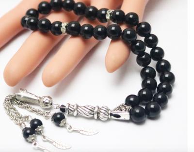 China Muslim Middle East Amazon Religious Wholesale Bracelet Daily Supplies Black Agate Beads Bracelets 8mm33 for sale