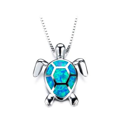 China Valentine's Day Birthday Gift Opal Blue and Turtle Punk White Inlaid Pendant for Women and Men Vintage Necklaces for sale