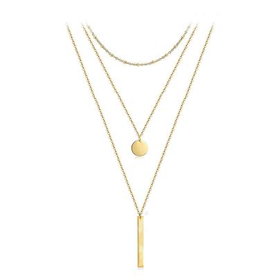 China Fashion Punk Necklace 3 Row Multilayer Punk Women Long Pendant Chain Accessories for sale