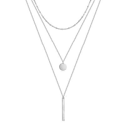 China Newest design punk popular good quality long chain multi pendant necklace 3 rows layer for sale