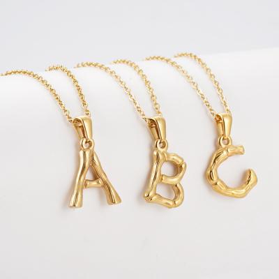 China TRENDY Stainless Steel Gold Initial Letter Monogram Necklace Pendant Jewelry Women for sale