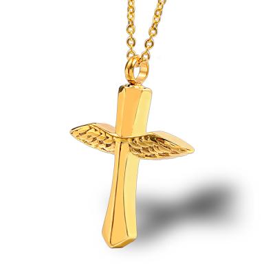 China TRENDY Memorial Urn Pet Cremation Ashes Perfume Bottle Jewelry Series Cross Wings Spiky Necklace for sale